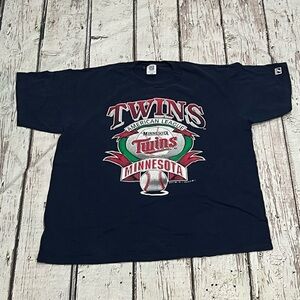 Vintage 90s Minnesota Twins MLB Baseball 1990s Logo 7 Tee Tshirt